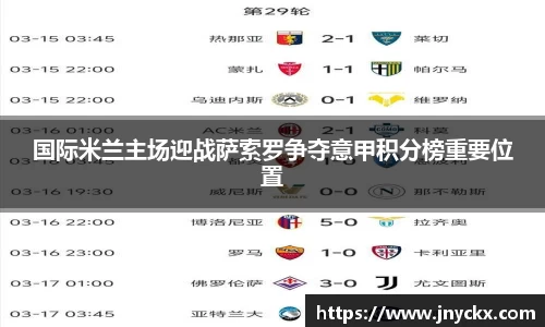 国际米兰主场迎战萨索罗争夺意甲积分榜重要位置